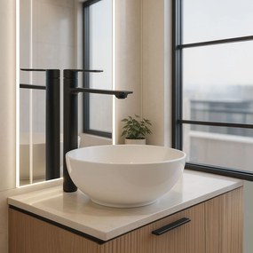 Rea Storm, vysoká umývadlová batéria h-295, čierna matná, REA-B9988