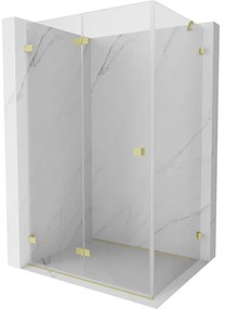 Mexen Lunar-F, skladací sprchový kút ľavý 100 x 90 cm, 8mm číre sklo, zlatý matný profil, 836-100-090-55-00-L