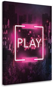 Obraz na plátně, Pink Play Inscription pro hráče - 60x90 cm