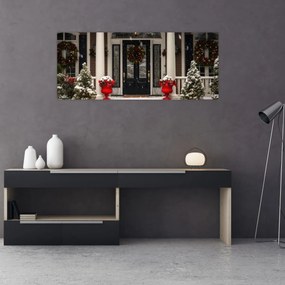 Obraz - Vianočne nazdobený dom (120x50 cm)