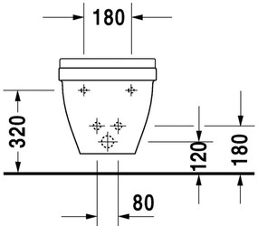 Duravit Starck 3 - Závesný bidet Compact, 1 otvor pre armatúru prepichnutý, 360 x 475 mm, biely 2231150000