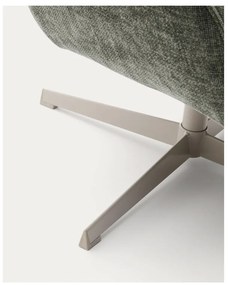 Otočné ženilkové kreslo sivozelené Teryl – Kave Home