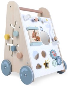 Drevené vzdelávacie chodítko s pohyblivými prvkami,