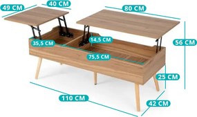 Kávový stolík s 2 skrytými priehradkami