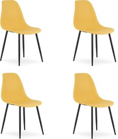 Set štyroch jedálenských stoličiek WAT horčicový - čierne nohy (4 ks)