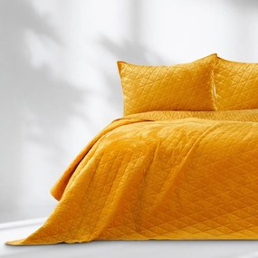 Žltý zamatový prešívaný pléd 170x210 cm Laila – AmeliaHome