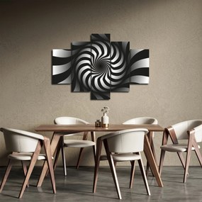 Abstraktný obraz čiernobiele špirály (150x105 cm)