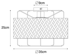 Orientálne stropné svietidlo čierne s bambusom - Irena