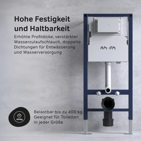 Toaletný set s inštaláciou AM.PM IIS90251.FA1700 bezokrajové, so sedadlom microlift, chróm mechanické tlačidlo na splachovanie