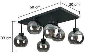 Prisadený luster NESSA 6xE27/60W/230V čierna/dymová čierna