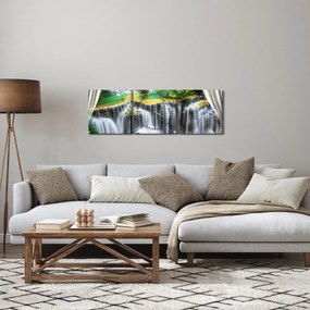 Obraz - Výhľad na kúzelné vodopády (s hodinami) (90x30 cm)