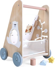 MULTISTORE Drevené chodítko ECOTOYS pre deti 18+ mes. – edukačné s kockami a pohyblivými prvkami