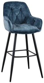 Dizajnová barová stolička Garold petrolejový zamat