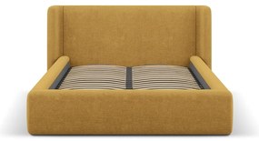 Čalúnená dvojlôžková posteľ s úložným priestorom s roštom 200x200 cm v horčicovej farbe Jason – Windsor &amp; Co Sofas