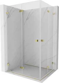 Mexen Lunar-F Duo, skladací sprchový kút 100 x 90 cm, 8mm číre sklo, zlatý profil, 836-100L-090P-50-00