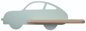 LED Detské nástenné svietidlo s poličkou CAR LED/5W/230V zelená/drevo