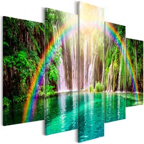 Artgeist Obraz - Rainbow Time (5 Parts) Wide Veľkosť: 225x100, Verzia: Na talianskom plátne