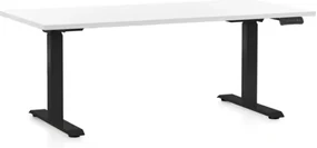 Výškovo nastaviteľný stôl OfficeTech C, 160 x 80 cm, čierna podnož, biela