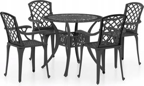vidaXL 5-dielna sada bistro nábytku z hliníkovej zliatiny, čierna