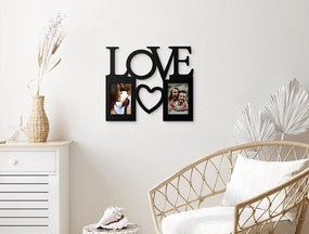 drevko Drevený fotorámik Love so srdiečkom Farba dekorácie: Čierna