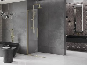 Mexen Velar L, posuvná sprchová zástena Walk-in 90 x 200 cm, 8mm číre sklo, zlatá lesklá, 871-090-003-03-50