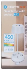 Aigostar-LED RGBW Stmievateľná stolová lampa s zásuvkami a USB LED/4,6W/230V biela