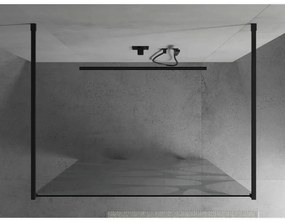 Mexen Kioto, priechodná sprchová zástena 120 x 200 cm, 8mm sklo číre/biely vzor, 2x čierna stabilizačná rozpera, 800-120-002-70-97