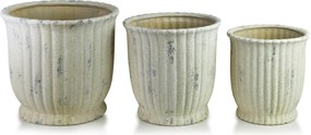 Sada 3 ks keramických květináčů Evro A3 krémová/zelená