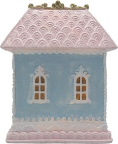 Modro-ružový svietiaci domček s ľad svetielkami - 12*9*15 cm