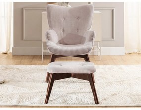 Svetloružové menčestrové kreslo s podnožkou Niko – Ropez