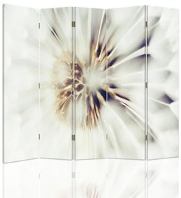 Ozdobný paraván, Srdce bílého květu - 180x170 cm, päťdielny, klasický paraván