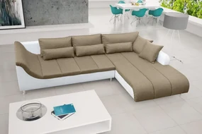LOFT rohová sedacia súprava, pravá, biela/béžová (soft 17/inari 23)
