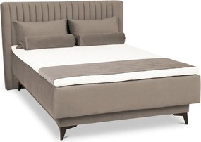 Posteľ Kalla 140x200 cm, svetlo hnedá taupe látka