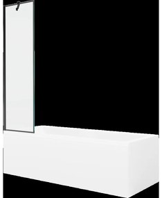 Mexen Cubik obdĺžniková vaňa 160 x 70 cm s obkladom a 1-krídlovou sprchovou zástenou 50 cm, Čierny vzor - 550316070X9505007070