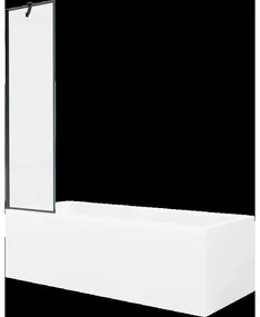 Mexen Cubik obdĺžniková vaňa 160 x 70 cm s obkladom a 1-krídlovou sprchovou zástenou 50 cm, Čierny vzor - 550316070X9505007070