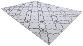 Moderný MEFE koberec   8504  Ďatelina  , Kvetiny - Štrukturálny,  dve vrstvy  rúna tmavosivá