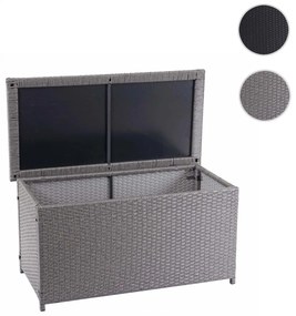 Polyratanový záhradný úložný box HWC-D88 - základná sivá, 51x115x59cm 250l