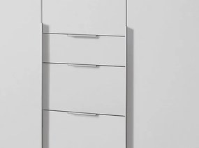 Šatníková skriňa so zásuvkami New York D, 135 cm, biela / biely lesk