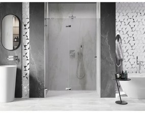 Mexen, Mexen Lunar ľavé výklopné sprchové dvere 135 cm, transparentné, chróm - 834-135-000-01-00-L