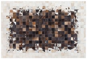 Kožený koberec 160 x 230 cm hnedá/béžová OKCULU Beliani