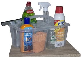 Organizér na čistiace potreby, delený košík, transparentný TINA 30 x 23 x 17 cm
