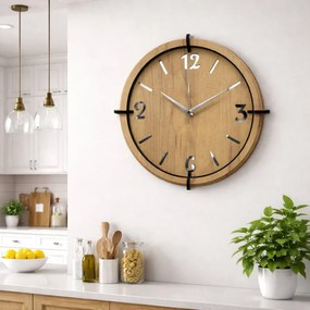 Drevené nástenné hodiny 30-50 cm – moderný dubový dizajn desing | SENTOP HDF0601-GOLD-OAK