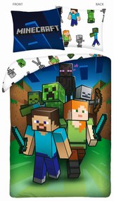 DETSKÉ BAVLNENÉ OBLIEČKY MINECRAFT 160X200 CM, 1KS 70X80 CM VZOROVANÉ