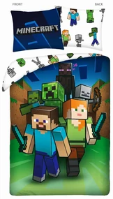 DETSKÉ BAVLNENÉ OBLIEČKY MINECRAFT 160X200 CM, 1KS 70X80 CM VZOROVANÉ