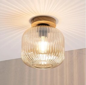 Stropné svietidlo MILOU WOOD 1xE27/15W/230V dub/dymová béžová, priemer 20 cm