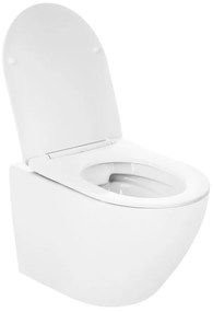 Gamma Mut-303, závesná WC misa Tornado/Rimless 490x360x345 mm + SLIM toaletné sedadlo, biela lesklá, GMA-MUT-303