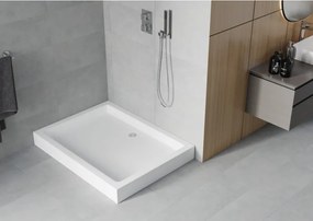 Mexen Rio, obdĺžniková sprchová vanička 100x80x14 cm + chrómový sifón, biela, 45108010