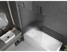 Mexen Next, 1-krídlová vaňová zástena 100 x 150 cm, 6mm sklo Ribs, grafitová, 895-100-000-00-09-95