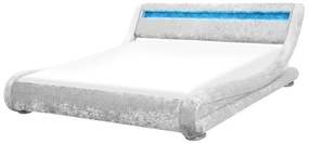 Zamatová vodná posteľ s LED 180 x 200 cm strieborná AVIGNON Beliani
