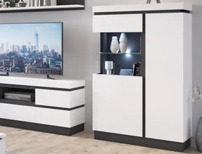 Vitrínová skrinka Campania 104 cm, biela/antracit%